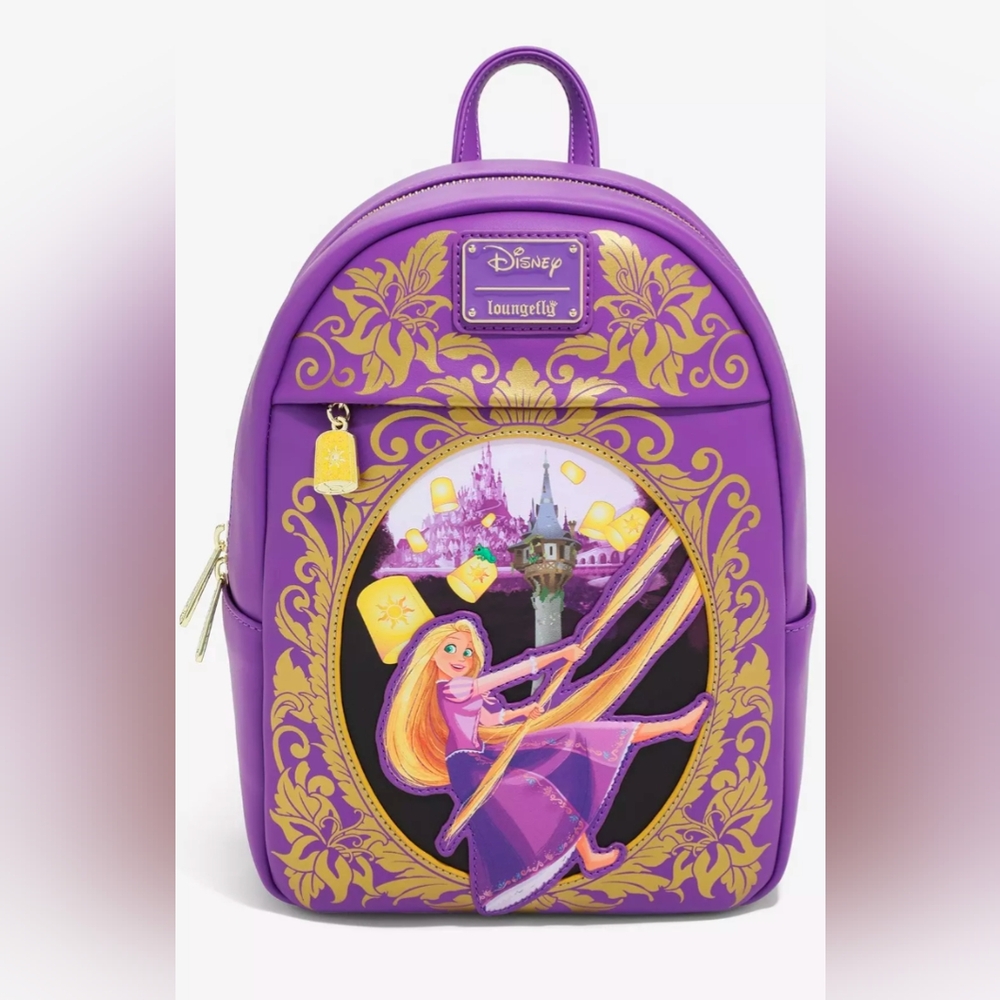 Loungefly Disney Tangled Rapunzel Purple and Gold Lantern Mini Backpack